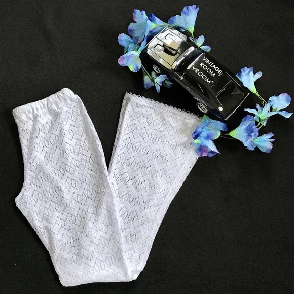 ❌SOLD❌ Miken Swim NWOT Sheer Crochet Swim Coverup Flare Pant Women XS - Picture 1 of 12